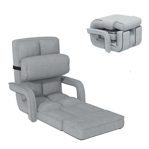 Esright Floor Chair, Padded Folding Gaming Chair with 14-Level Adjustable Backrest