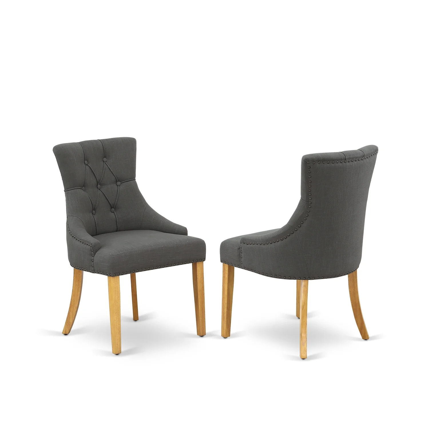 VAFR5-OAK-20 5Pc Dining Set Includes an Oval Dining Table with Butterfly Leaf and Four Parson Chairs with Dark Gotham Grey Fabric, Oak Finish