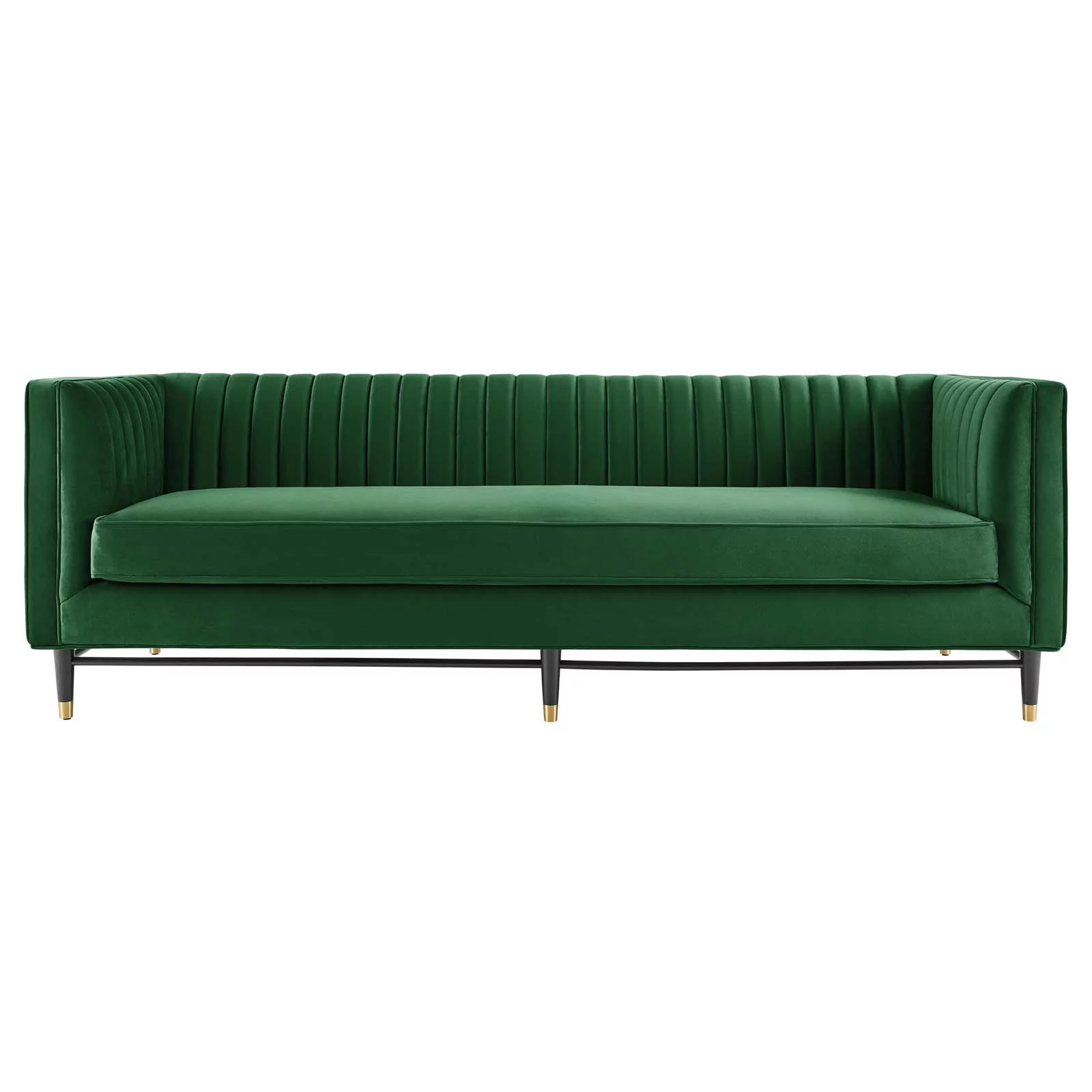 Modway Devote Channel Tufted Performance Velvet Sofa in Emerald