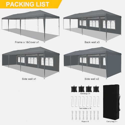 COBIZI Canopy 10x20 Pop Up Canopy Tent with 6 Sidewalls Party Tents for Parties Weddings Backyard Waterproof Canopy Outdoor Commercial Canopy Event