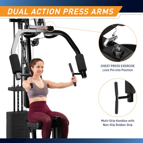 Marcy Multifunctional Workout Station 100lbs to 200lbs Stack Home Gym for Weightlifting and Bodybuilding