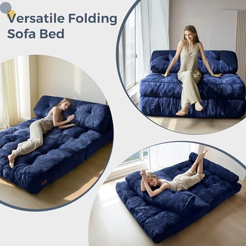 MAXYOYO Folding Sofa Bed, Convertible Sleeper Chair with Pillow Foldable Mattress with Back Support
