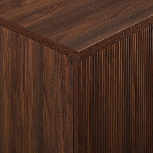 Walker Edison Reema Fluted 4-Door Kitchen Sideboard Buffet Console, 69 Inch, Coastal Oak