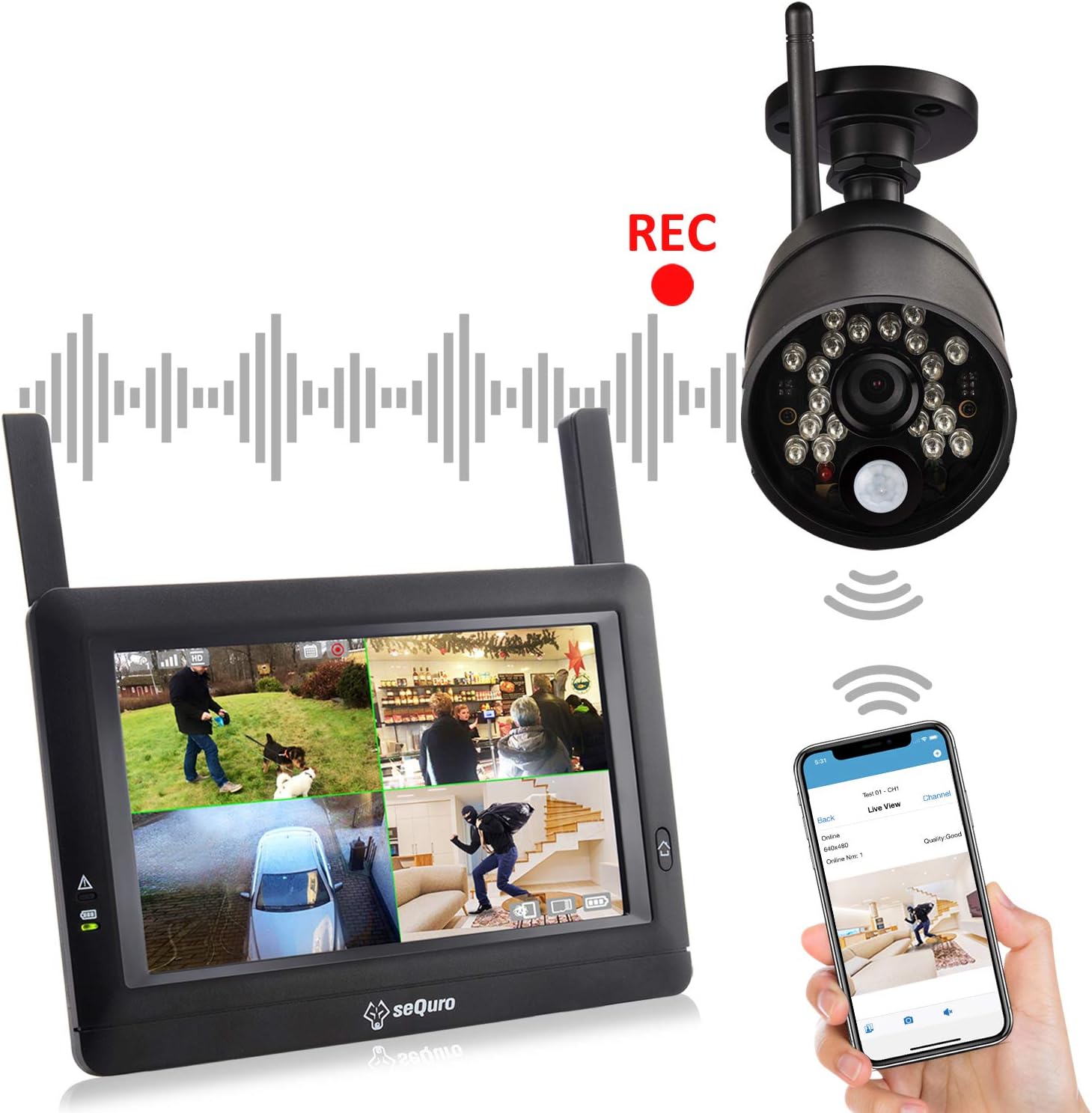 sequro GuardPro HD Home Security Surveillance Cameras add-on Bullet Camera Weatherproof IP66 , Work with GuardPro only