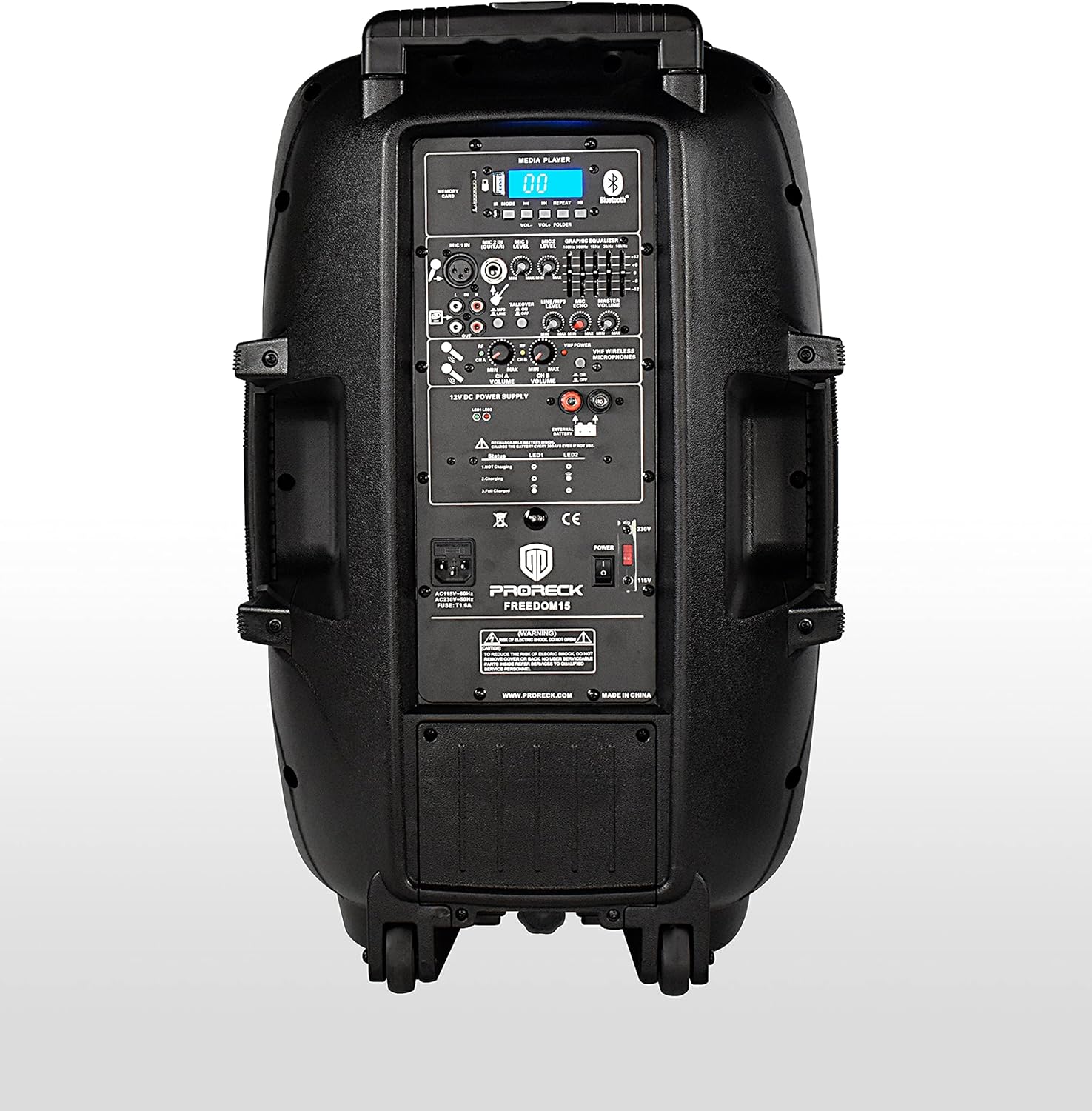 PRORECK Freedom 12 Portable Wireless 12-Inch 500 Watt Powered Dj/PA Speaker Karaoke System with Bluetooth/USB Drive Read/SD Card Reader/FM/Remote