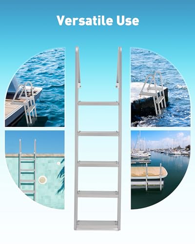 CO-Z 3 Step Removable Dock Ladder, Pontoon Boat Ladder with 350lb Load, Aluminum Swim Ladder with Wide Step & Nonslip Tread