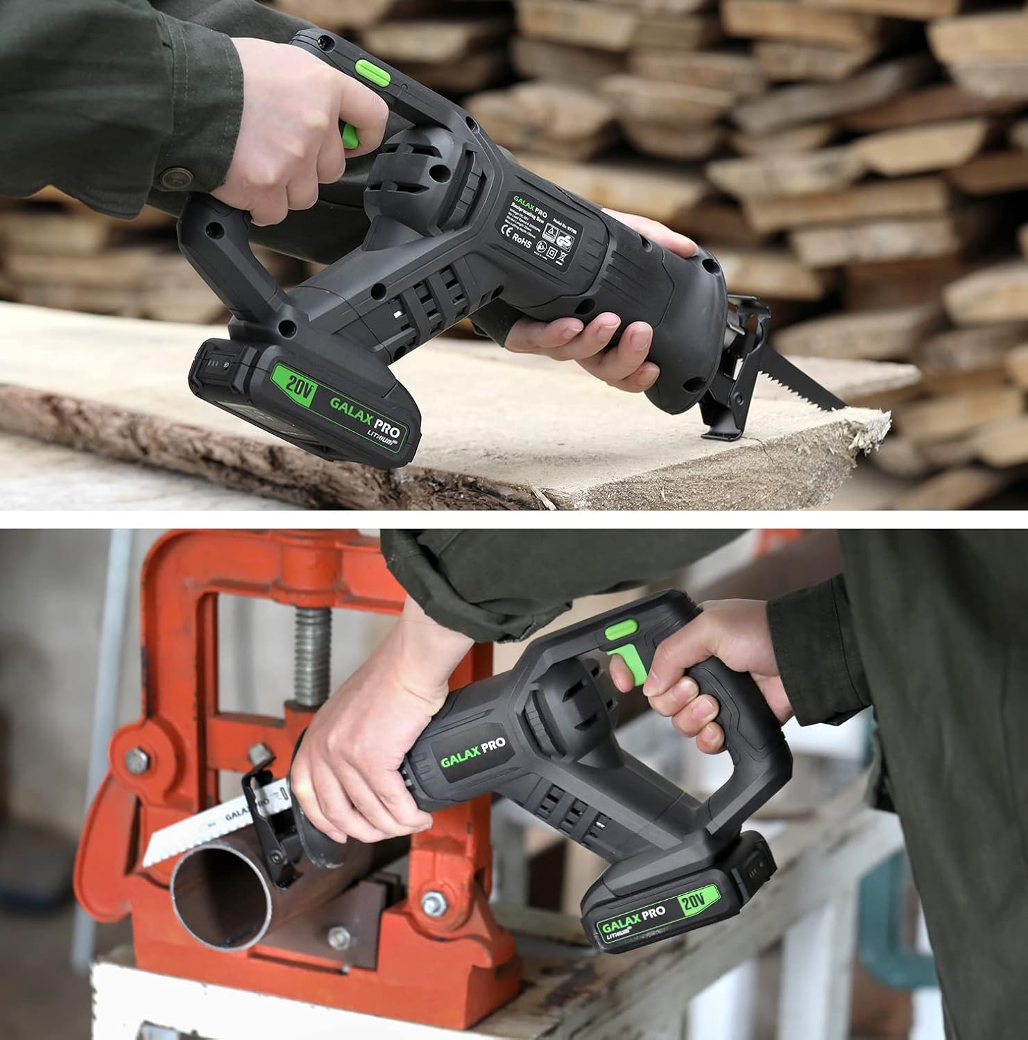 GALAX PRO Reciprocating Saw and Circular Saw Combo Kit with 1pcs 4.0Ah Lithium Battery and One Charger, 7 Saw Blades and Tool Bag