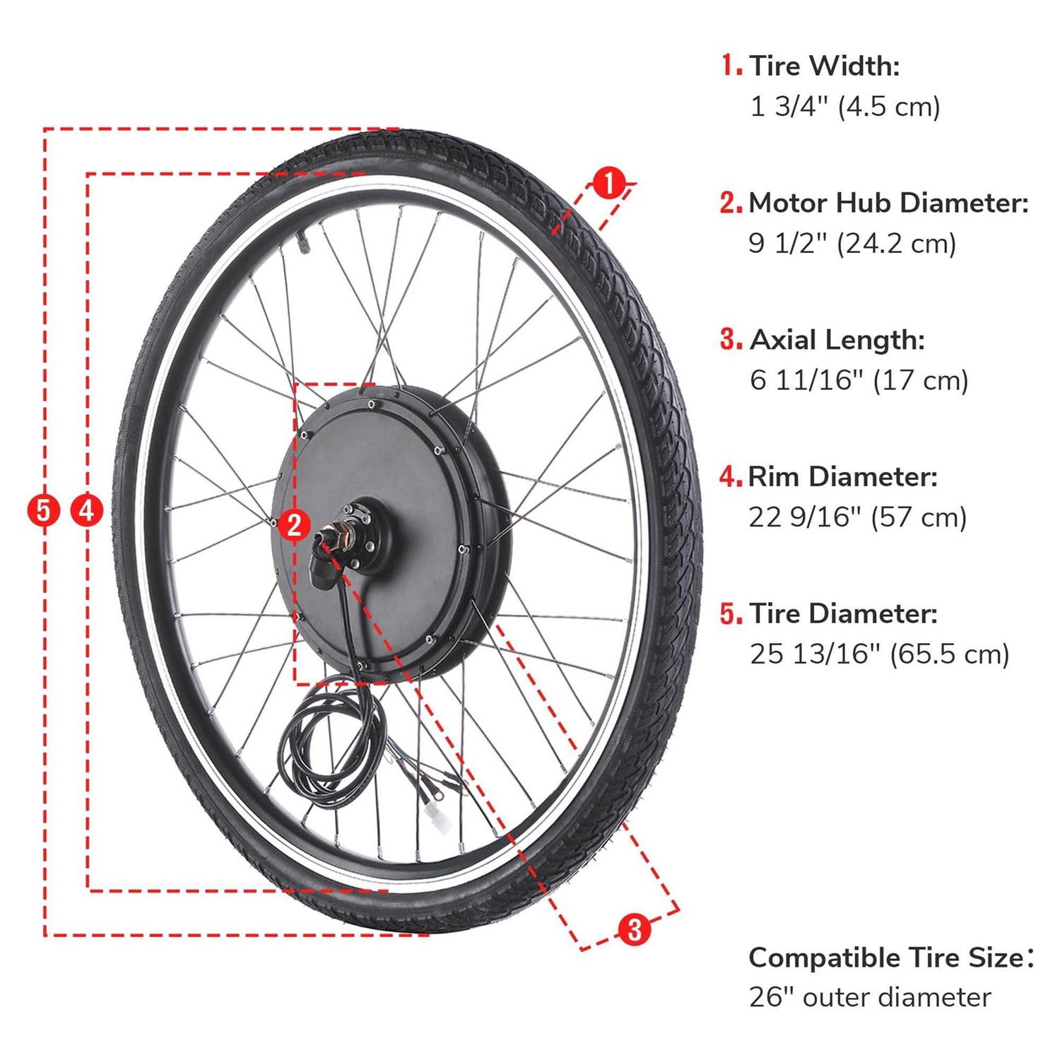 Yescom Electric Bike Conversion Kit 48V 1000w 26 Front Wheel E-Bike Conversion Kit Dual Mode Controller - Sports Supplies Online Store
