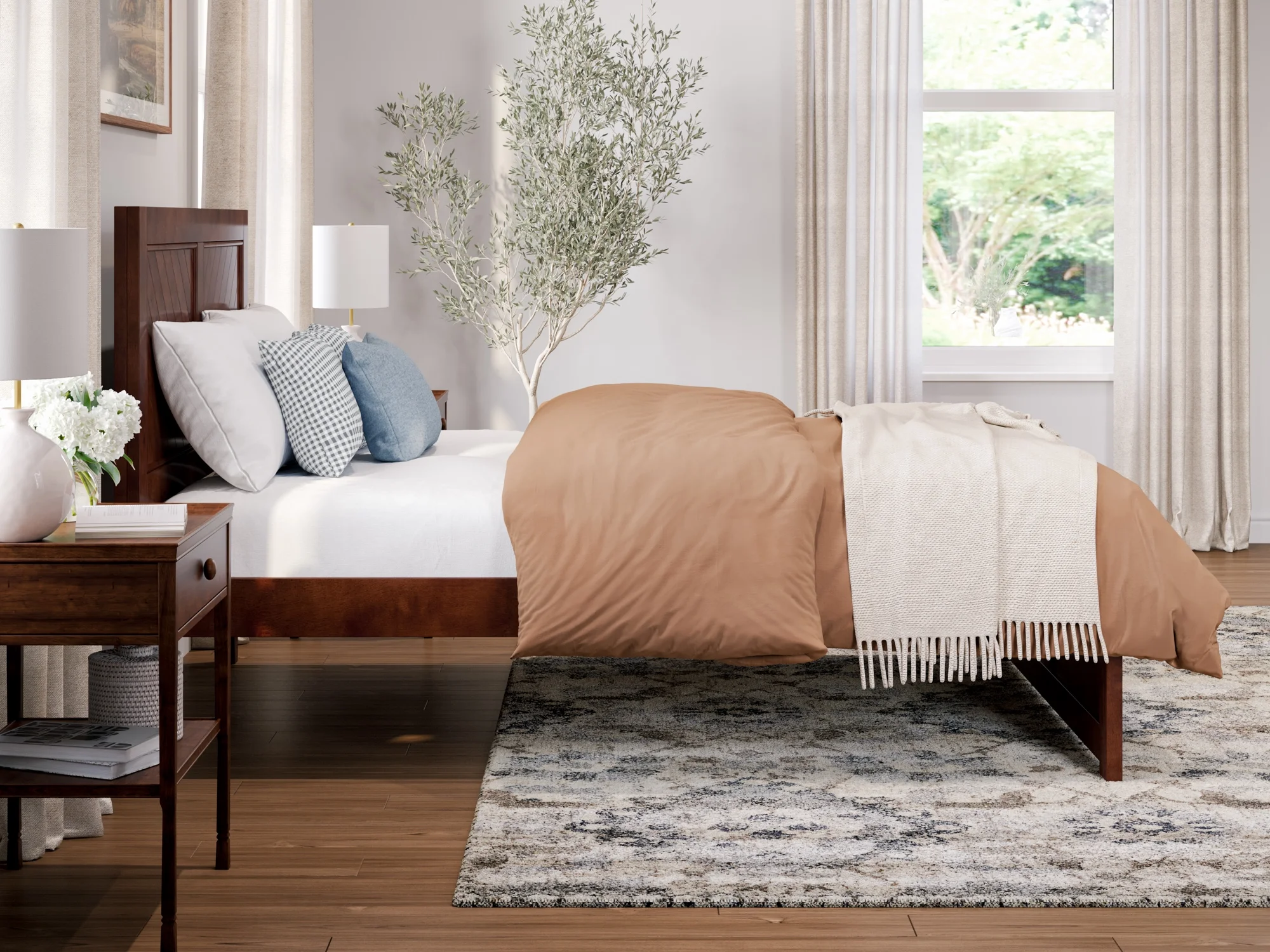 AFI Canyon Walnut Solid Wood Platform Bed with Matching Footboard, Full