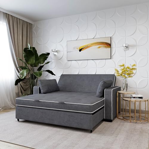 Serta Ainsley 72.6" Convertible Sleeper Sofa, Queen Size, Dreamcoil Comfort, Soft Velvet Fabric, Navy