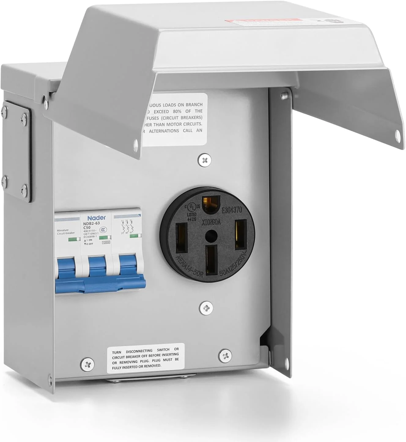 briidea 50 Amp Temporary RV Power Outlet with Breaker, Outdoor Breaker Box - Curated Treasures Market