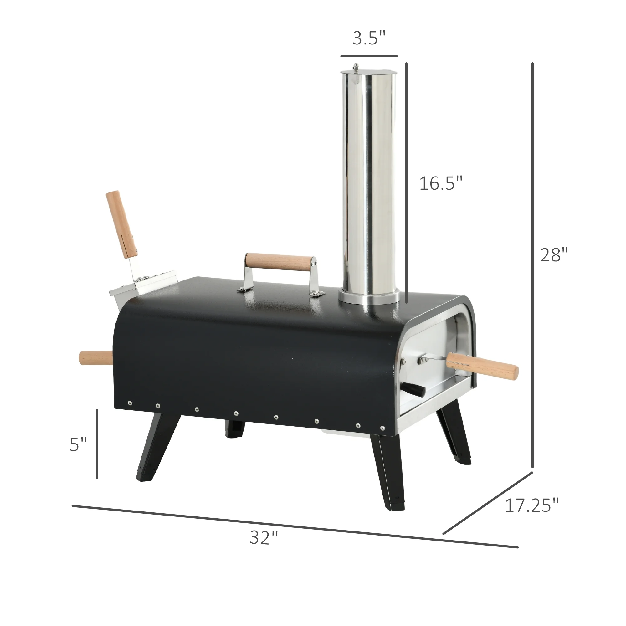 Outsunny Outdoor Pizza Oven with Stone, 12 Wood Fired Pizza Maker