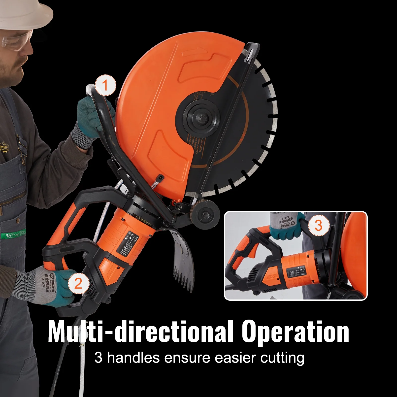 SKYSHALO 16'' Electric Concrete Saw Wet/Dry Saw Cutter with Water Pump and Blade
