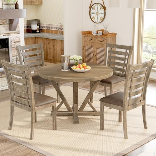 Dolonm Square Dining Table, Farmhouse Rustic Look Square Table for 4 Seaters, Antique Kitchen Table Counter Table, 1pcs Table for Kitchen