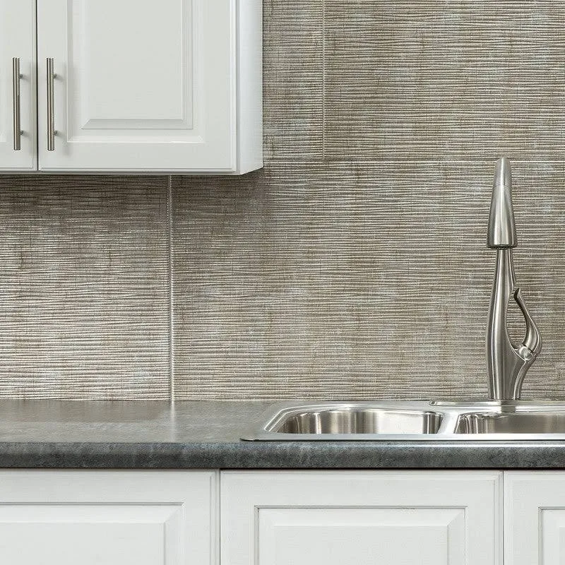 Fasade Ripple Vintage Metal Backsplash Panel 15 Sq ft Kit, Silver