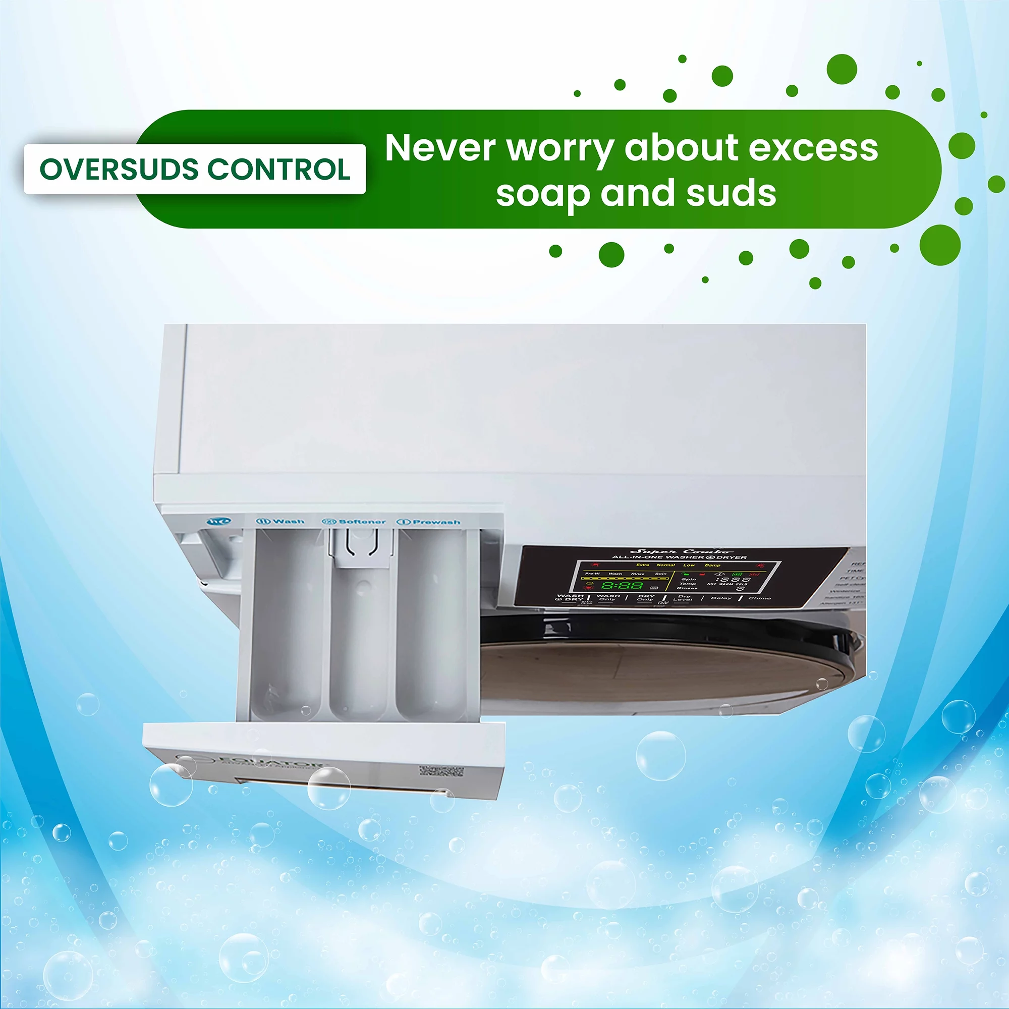 Equator Fully Built-in All-in-One Combo Washer-Dryer Ventless 1.62 cf/15lbs 110V White