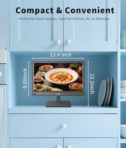 Feihe 17 inch Small Smart TV Built-in Android Operating System, HD Flat Screen Compact Smart Television for Kitchen, Home