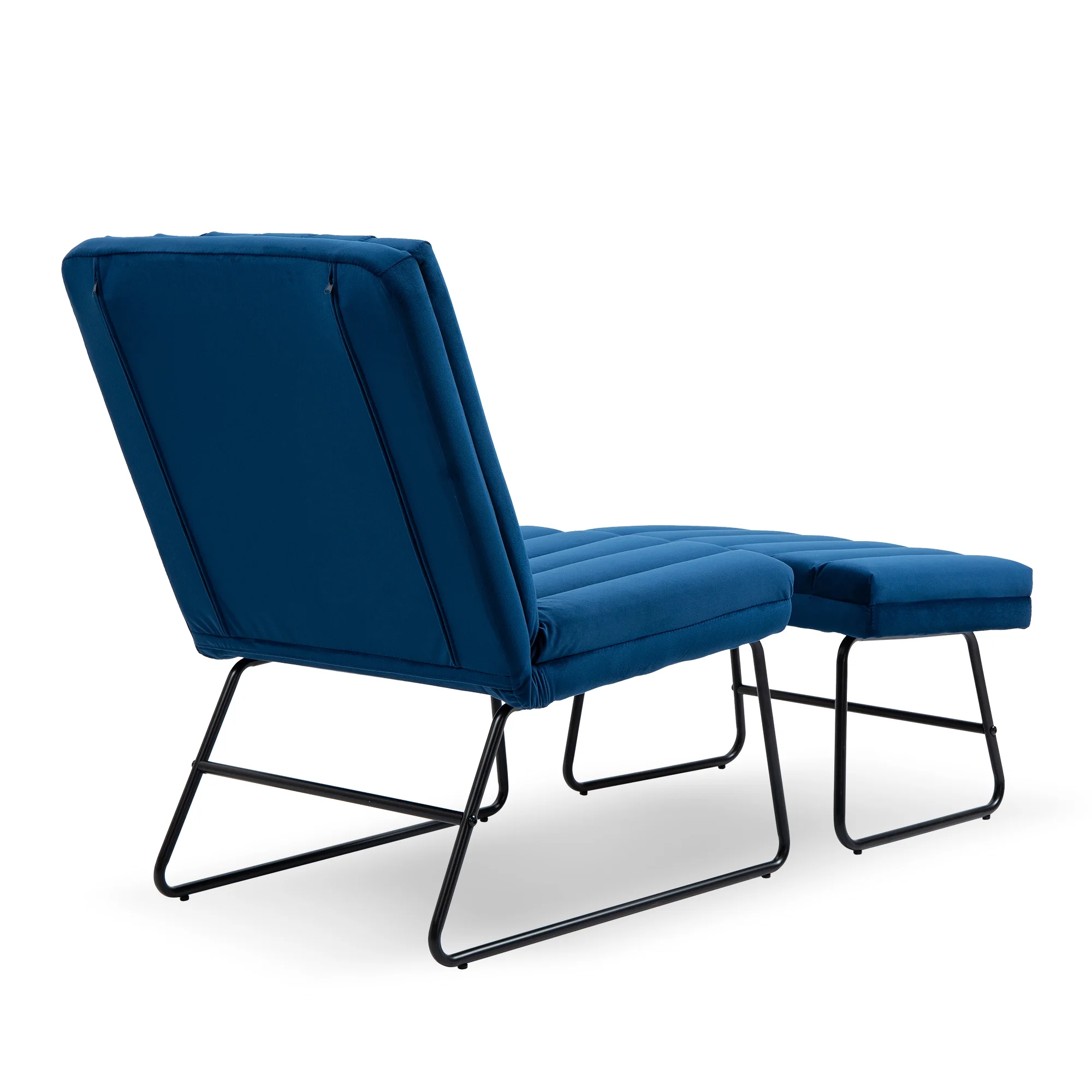 CoSoTower Dark Blue Modern Lazy Lounge Chair, Contemporary Single Leisure Upholstered Sofa Chair Set