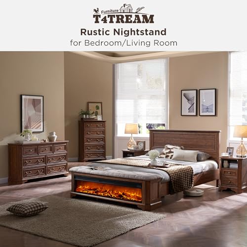 T4TREAM Farmhouse 5 Drawers Dresser for Bedroom, 48" Tall Wood Rustic Chest of Drawers with Natural Texture, Vintage Design