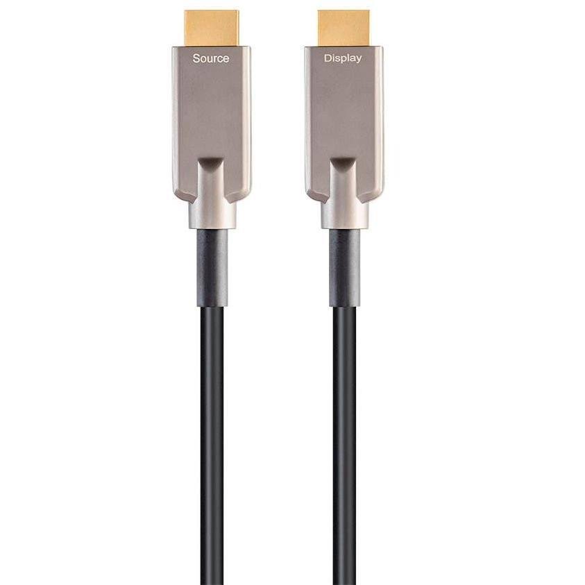 Monoprice AV HDR High Speed Outdoor HDMI Cable - 50 Feet - Black, 4K@60Hz, HDR, 18Gbps, Fiber Optic, AOC, YUV 4: Armored - SlimR