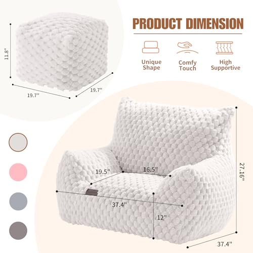 Big Bean Bag Chairs for Adults Cozy Giant Bean Bag Sofa Chair, Gaming Bean Bag Chairs with Foot Rest, Lounge Comfy Chair Indoor for Bedroom