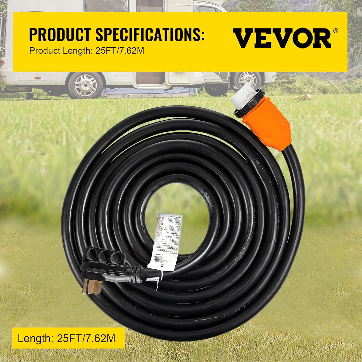 VEVOR Generator Cord, 15' Generator Power Cord w/ Plug in & Out Pin of Inlet Box Side, 50AMP SS2-50R/CS6375 Style Inlets Cable