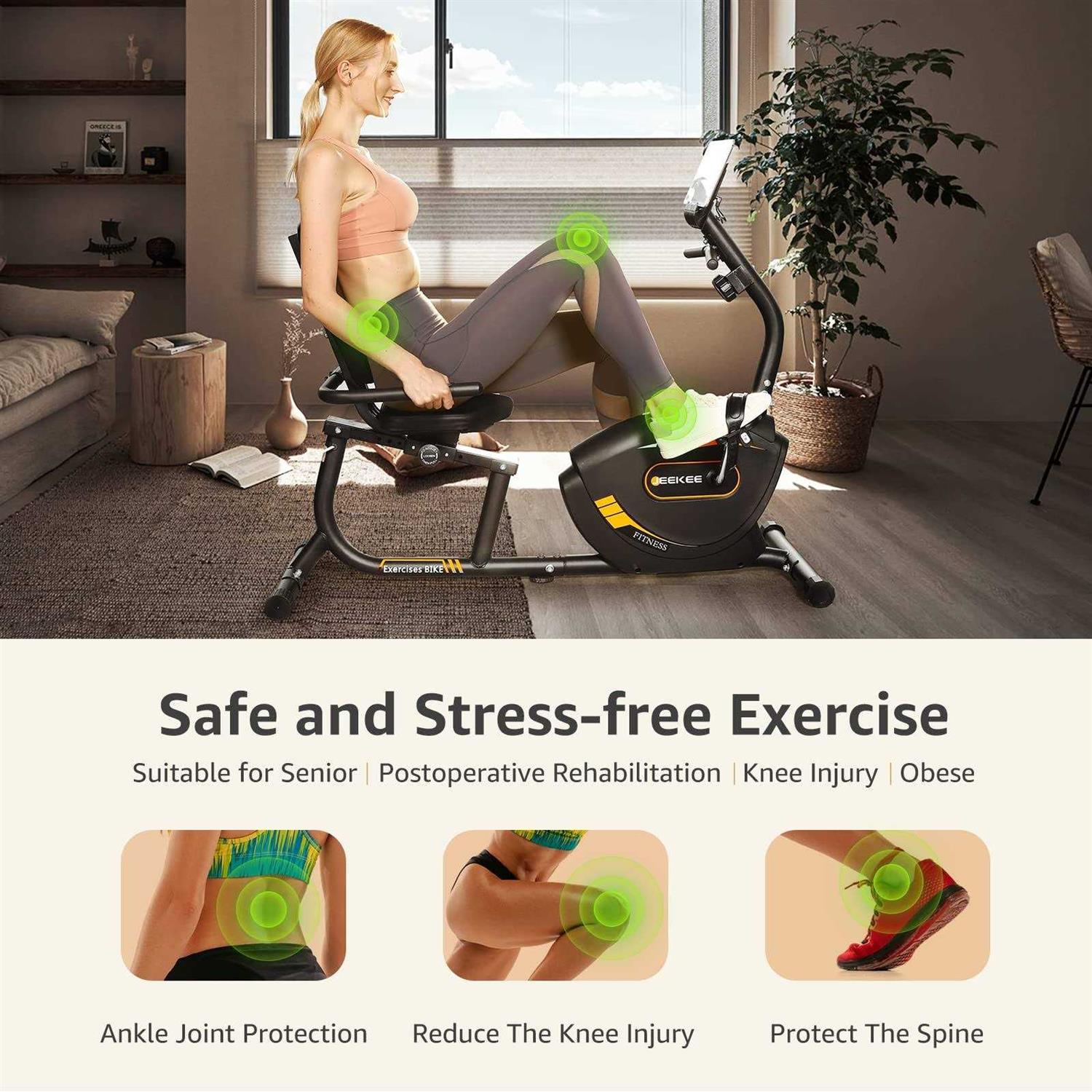 JEEKEE Recumbent Exercise Bike for Adults Seniors - Sports Supplies Online Store
