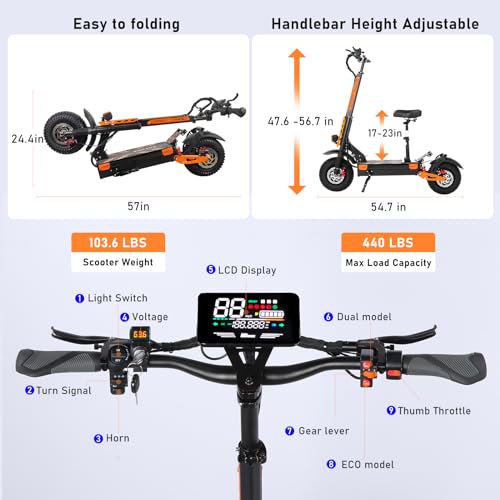 Electric Scooter for Adults 7000W Power Dual Motors Top Speed 55MPH 60V 33Ah Battery 65+ Miles Range 13" All-Terrain Tires Adjustable Handlebar