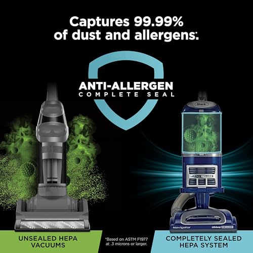 Shark Upright Vacuum, Navigator Lift-Away Deluxe with Large Dust Cup Capacity, HEPA Filter, Swivel Steering, Upholstery Tool & Crevice Tool, Blue