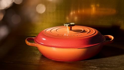 Le Creuset Enameled Cast Iron Signature Oval Dutch Oven, 15.5 qt., Flamme Doree with Crucible Knob