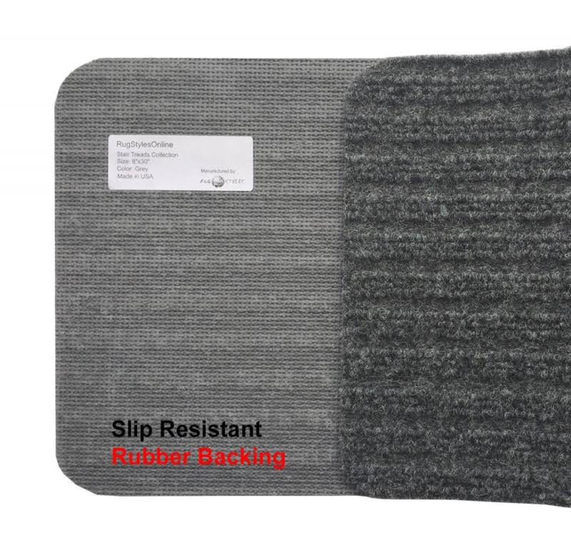 Stair Treads Collection Indoor Skid Slip Resistant Carpet Stair Tread Treads (Dark Grey, Set of 13 (8 in x 30 in))