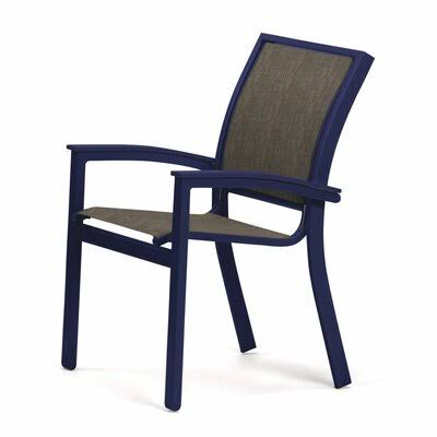 Bazza Stacking Patio Dining Armchair Telescope Casual Frame Color: Textured Black, Seat Color: Kasler