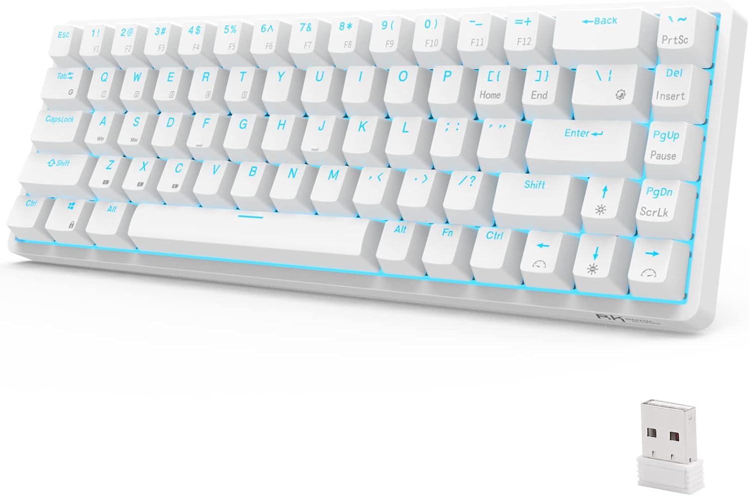 RK ROYAL KLUDGE RK G68 2.4Ghz Wireless/Bluetooth/Wired 65% Mechanical Keyboard, 68 Keys Hot Swappable Red Switch Gaming Keyboard with for Win/Mac