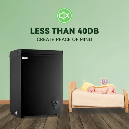 Chest Freezer Small Deep Freezers WANAI 3.5 Cubic Feet Mini Freezer White Free-Standing Top Door Freezer Removable Storage Basket Compact 7