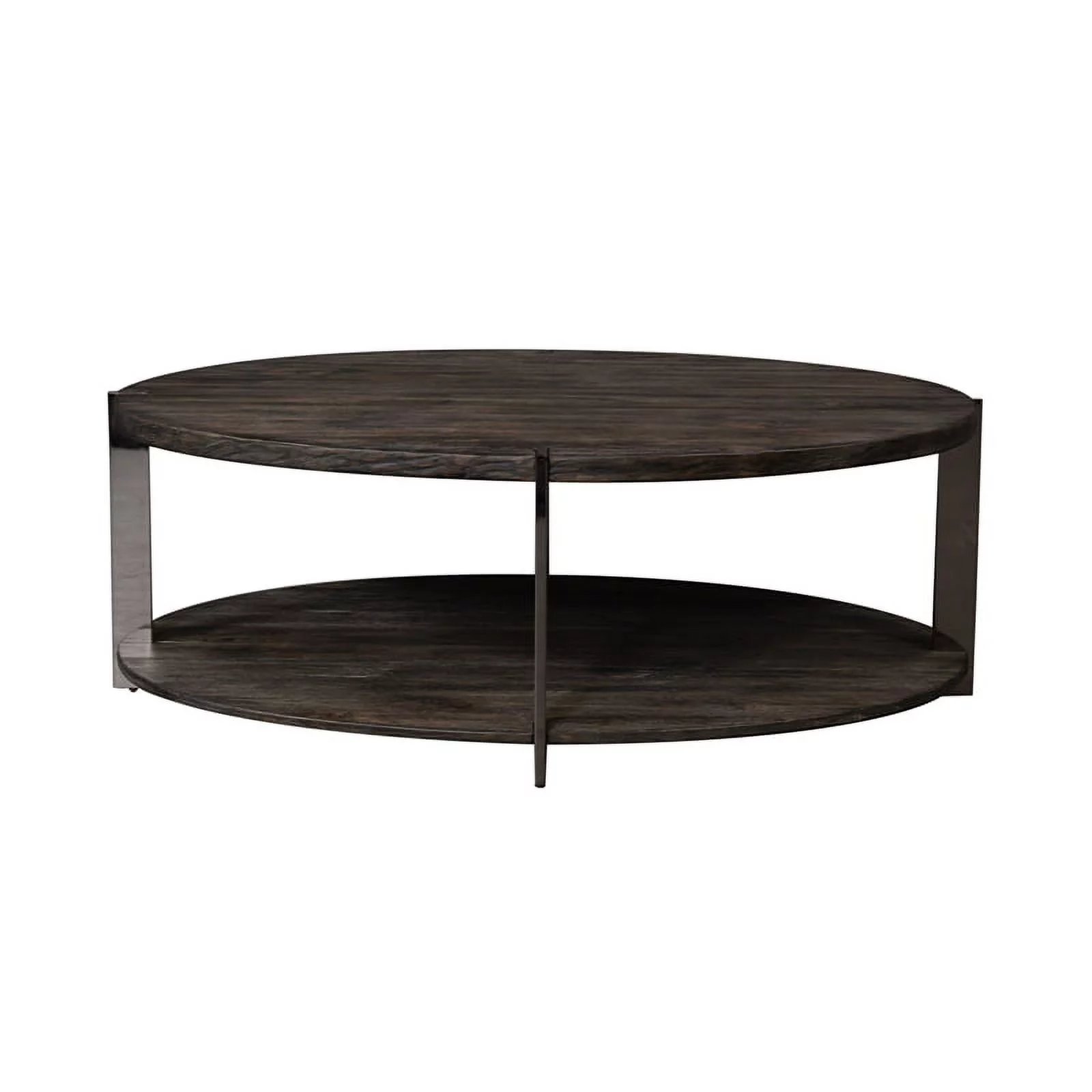 Pemberly Row Modern Wood Oval Cocktail Table in Mahogany