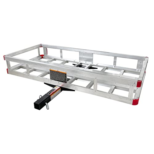 MaxxHaul Hitch Cargo Carrier - Aluminum Cargo Carrier with High Side Rails for RV's - 49' x 22.5' - 500-lb Load Capacity, Grey
