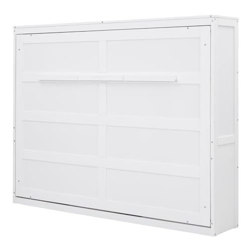 Murphy Bed Queen Size Folding Bed Cabinet with Large Shelf for Multipurpose Guest Room Home Office