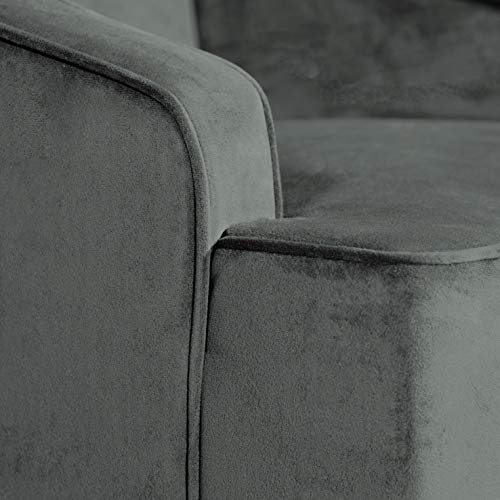 HomePop Velvet Swoop Arm Accent Chair, Suri Blue