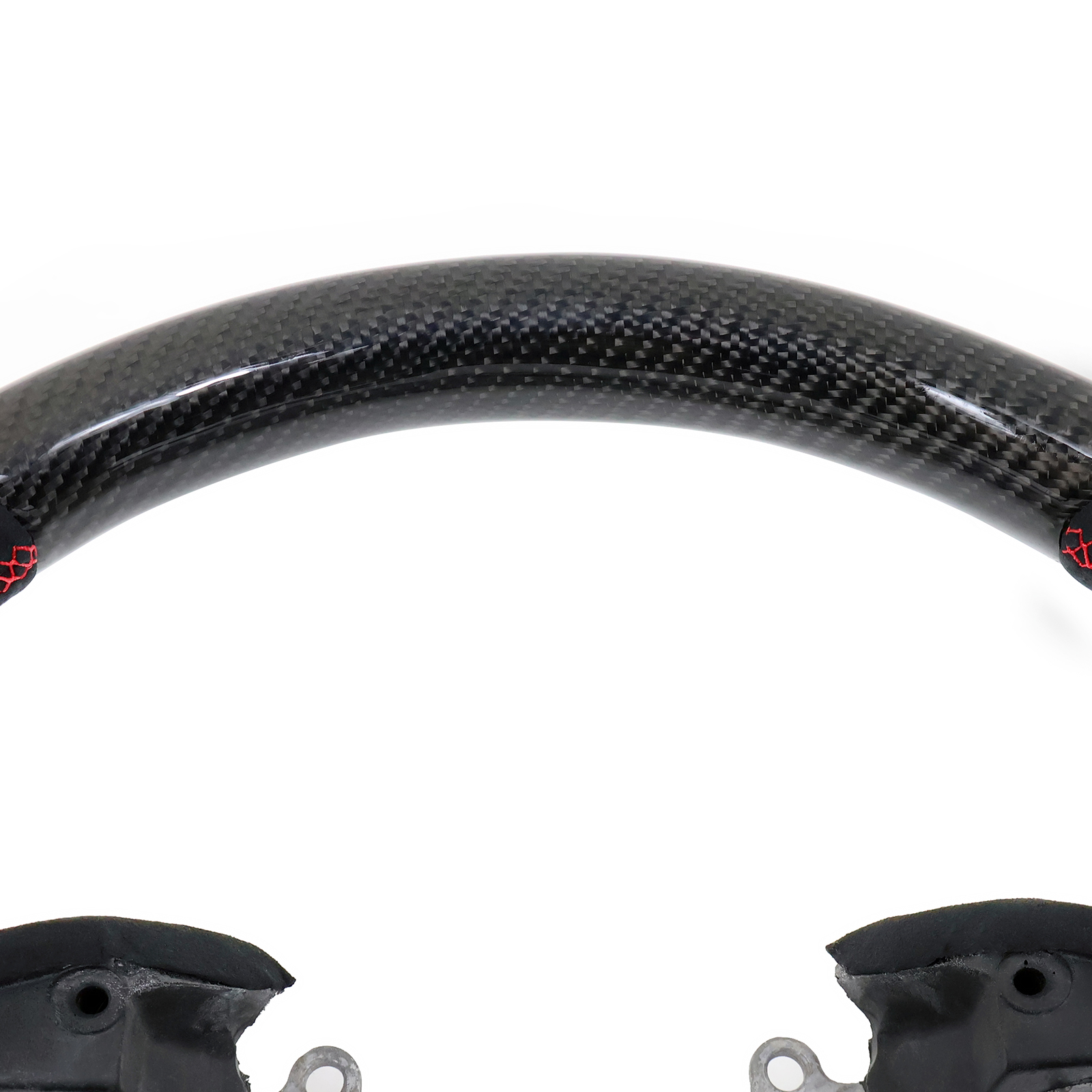 Ikon Motorsports Steering Wheel Compatible with 16-21 Honda Civic Gen 10th Carbon Fiber & Alcantara With Red Stitching
