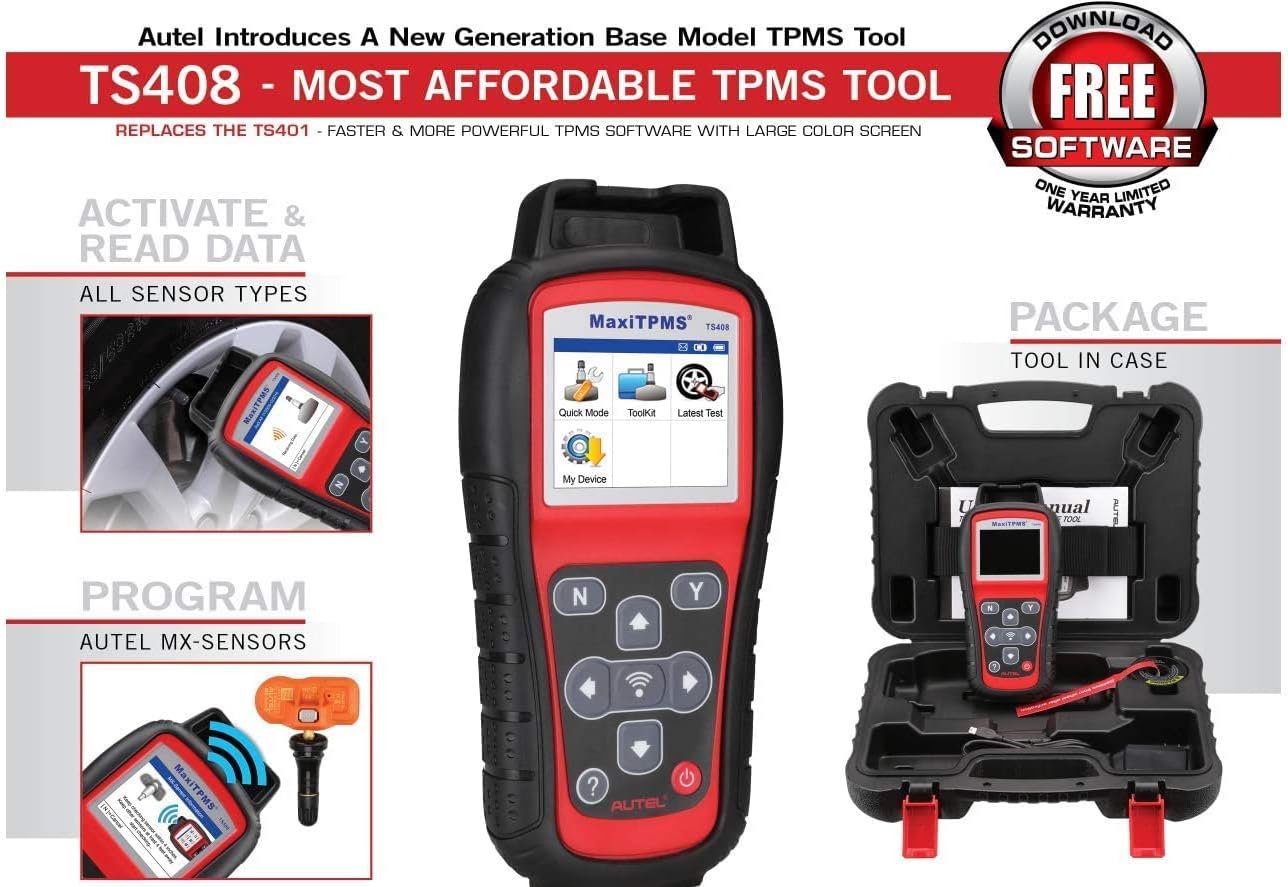 Autel MaxiTPMS TS408 All System TPMS Program Diagnostic Relearn Tool,Tire Pressure Monitor Sensor Activation,Key Fob Testing with Lifetime Update