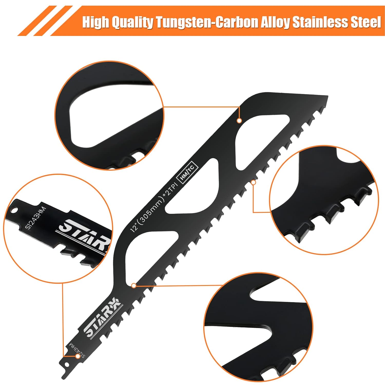 JTWEB Reciprocating Saw Blades, Demolition Masonry Hard Alloy Saw Blade for Cutting Wood, Fiber Cement and Brick, Porous Concrete