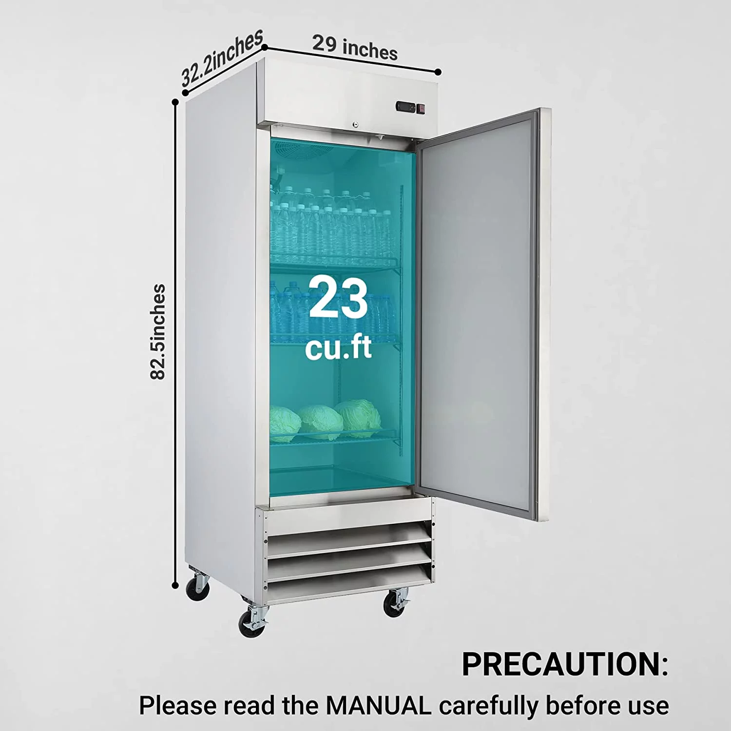SMAD 23 Cu ft Commercial Freezer, Frost Free Upright Fridge with Smudge-Proof Single Door DSD-650