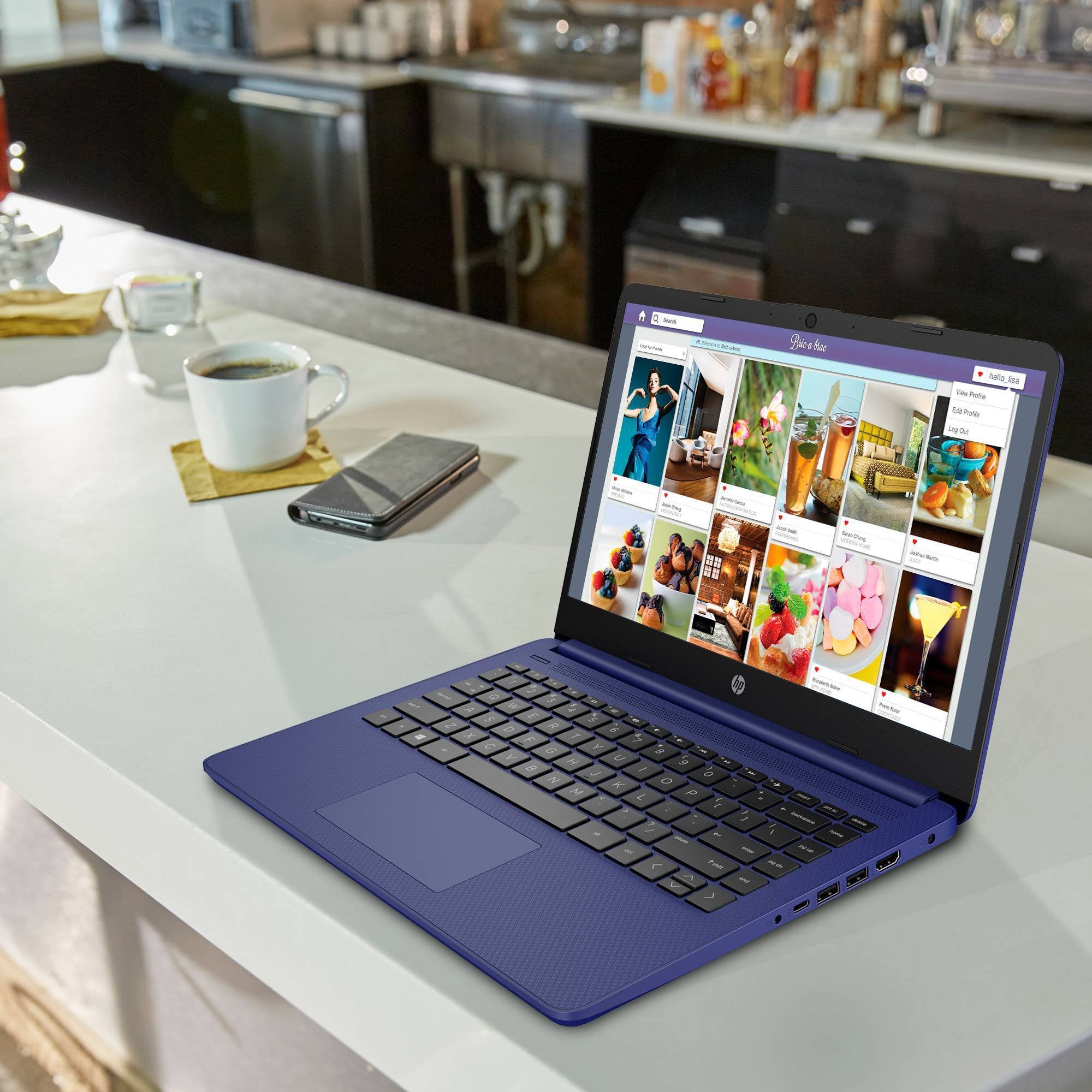 HP 14x22 Laptop with Windows 10 Home in S Mode - Intel Processor - 4GB Ram - 64GB Flash Storage – Indigo Blue (14-dq0005tg)
