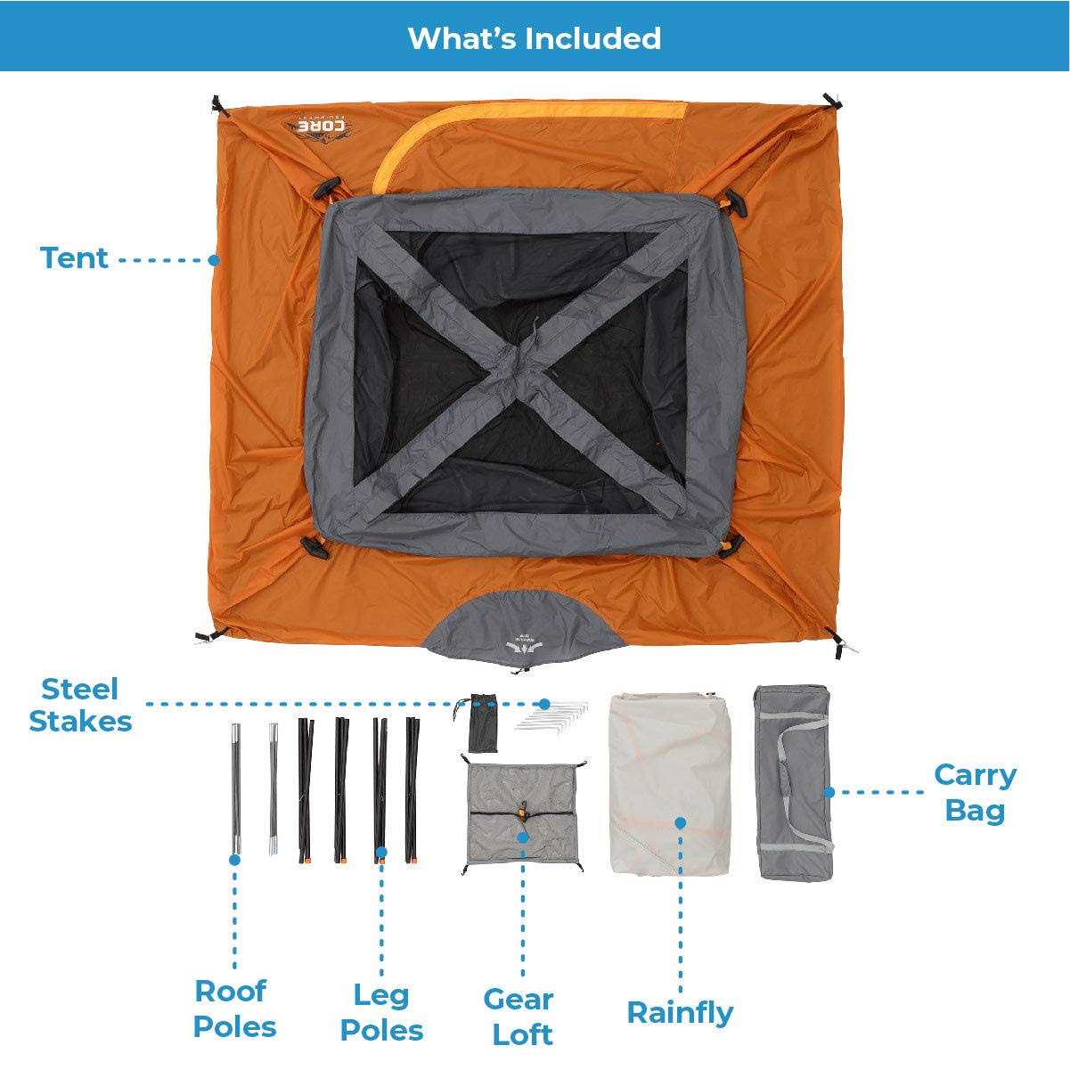 Core 6-Person Straight-Wall Cabin Tent - Sports Supplies Online Store