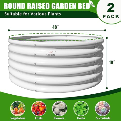 A ANLEOLIFE 8X4X1.5 ft Galvanized Raised Garden Beds Outdoor, Oval Large Metal Planter Box for Planting Vegetables Flowers Herb