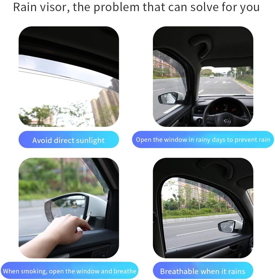 for Hyundai Elantra Mk3 2016-2020 Car Window Visors Rain Guard Vent Visor Side Wind Deflector Smoke Vent Shade Accessories Tape-On Mount 4Pcs