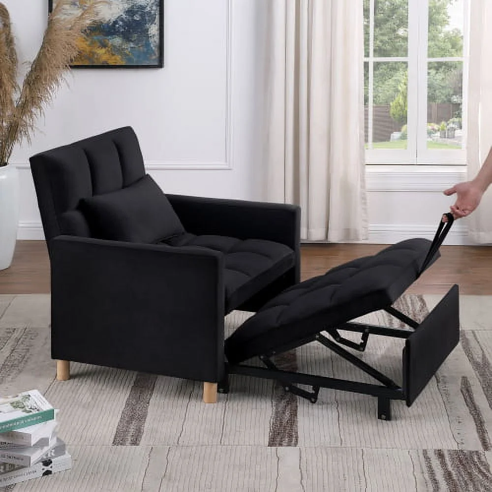 HESTINYSU Convertible Sleeper Sofa Chair Bed, Adjustable Chair with Pillow, Multi-Functional Sleeper Chair with soft velvet Fabric