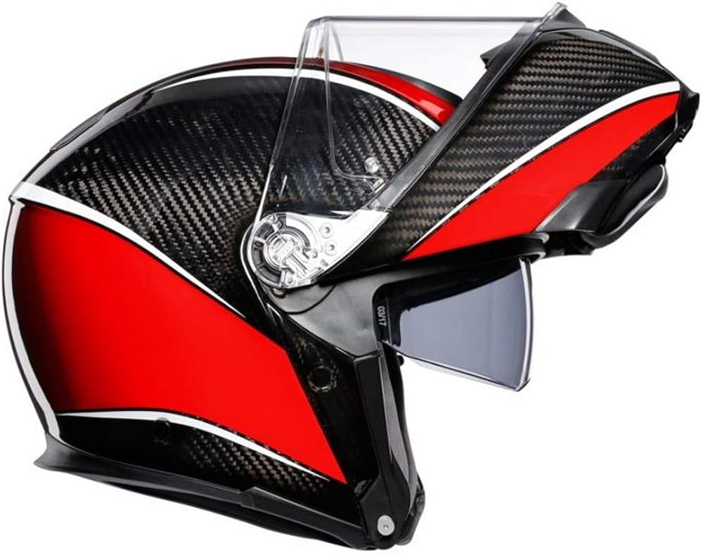 AGV Unisex-Adult Sportmodular Fiber Modular Helmet Carbon/Red (X-Small), XS