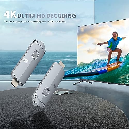 Wireless HDMI Transmitter and Receiver, HDMI Wireless Extender Portable 4k Wireless HDMI Kit, Plug & Play
