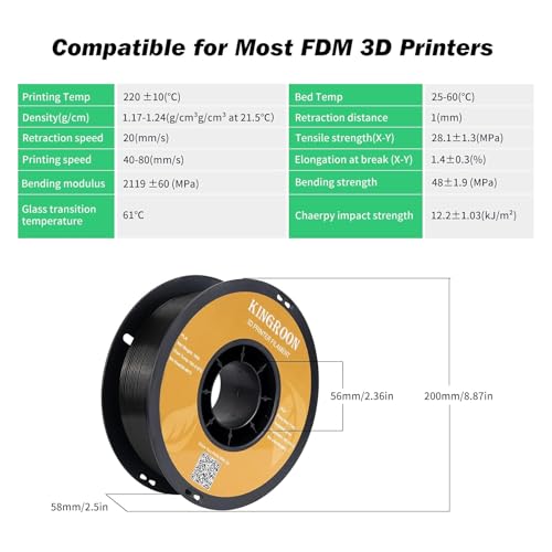 Kingroon PLA 3D Printer Filament, 12Rolls, Dimensional Accuracy +/- 0.03 mm, 12kg Spool(26.4lbs)